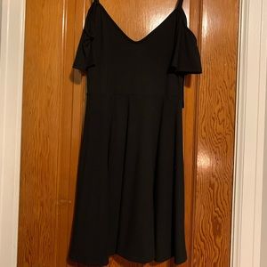Les Reveurs Black Off-the-Shoulder Skater Dress from Lulus
